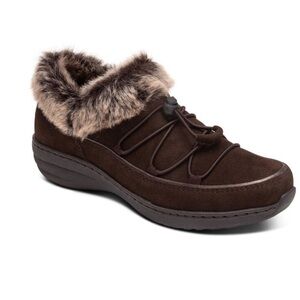 Aetrex Women's Chrissy Orthopedic Slip on Fur Low Ankle Booties size 5—5.5